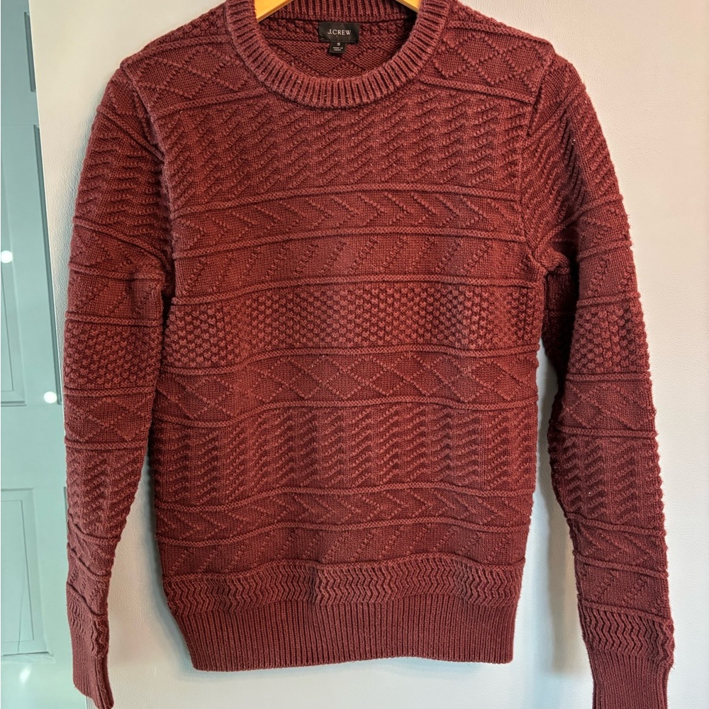 J. Crew Men's Textured Burgundy Crewneck Sweater